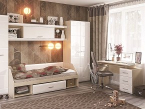 Стол компьютерный Симба Дуб белфорт-Белый глянец в Уфе - ufa.mebel24.online | фото 3