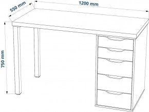 Стол письменный Ингар 1/5Т 120x75x55, дуб беленый/белый в Уфе - ufa.mebel24.online | фото 3