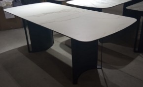 Стол RASMUS 160 TL-45 Белый мрамор, испанская керамика / черный каркас, ®DISAUR в Уфе - ufa.mebel24.online | фото 2