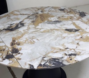 Стол TERAMO 135 GLOSS GRAND JADE SOLID CERAMIC, керамика, поворотн.механизм / Черный каркас, ®DISAUR в Уфе - ufa.mebel24.online | фото 4