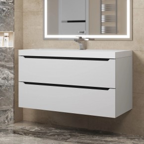 Тумба под раковину Uperwood Tanos 100 см, подвесная, белая/графит в Уфе - ufa.mebel24.online | фото