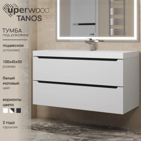 Тумба под раковину Uperwood Tanos 100 см, подвесная, белая/графит в Уфе - ufa.mebel24.online | фото 3