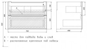 Тумба под раковину Uperwood Tanos 70 см, подвесная, белая/графит в Уфе - ufa.mebel24.online | фото 7