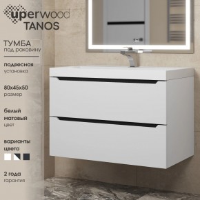 Тумба под раковину Uperwood Tanos 80 см, подвесная, белая/графит в Уфе - ufa.mebel24.online | фото 3