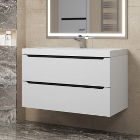 Тумба под раковину Uperwood Tanos 90 см, подвесная, белая/графит в Уфе - ufa.mebel24.online | фото