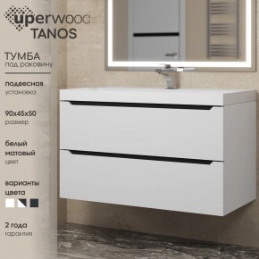 Тумба под раковину Uperwood Tanos 90 см, подвесная, белая/графит в Уфе - ufa.mebel24.online | фото 3